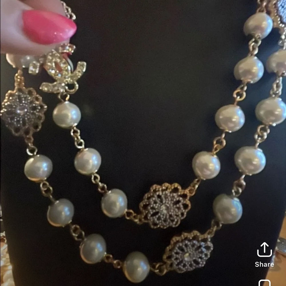 Gorgeous 42 inch strand freshwater pearls with authentic Chanel connectors